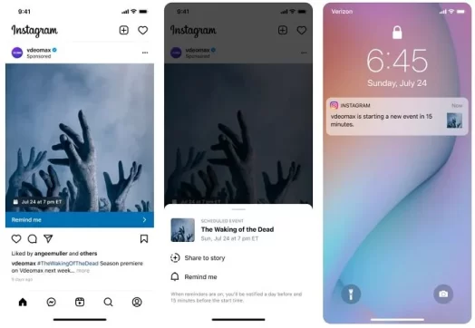 Ad reminders are available on Instagram